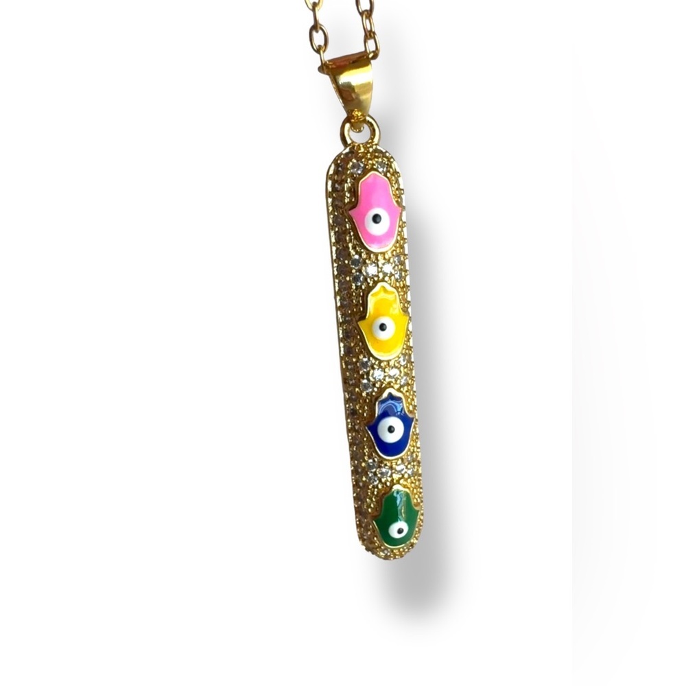 Multicolor Hamsa Pendant Necklace